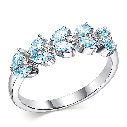 Кольцо из серебра с топазами, фианитами