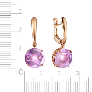 Серьги с английским замком из красного золота с аметистами