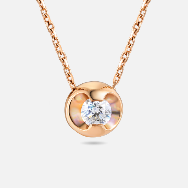 Колье из красного золота с бриллиантом, плетение якорное 14319002470