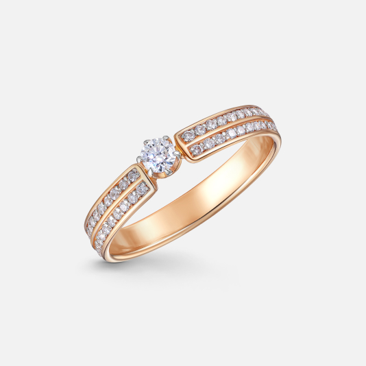 Кольцо обручальное из красного золота с бриллиантами R5119712155