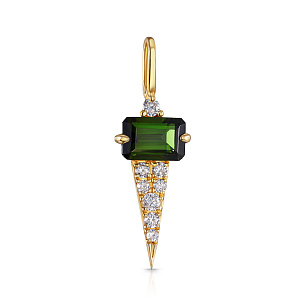 Подвеска из желтого золота с бриллиантами и турмалином